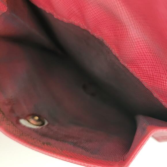 PRADA Authentic Leather Logo Wallet Pink Saffiano Trifold Compact Card Bill - Picture 9 of 16